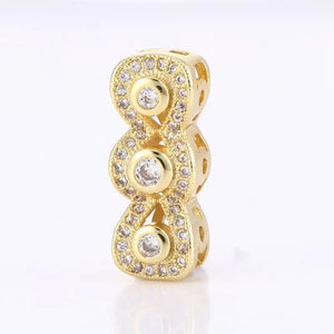 Micro Pave CZ Rhinestone DIY Women Strand Pearls Bracelet Necklace Spacers Bar