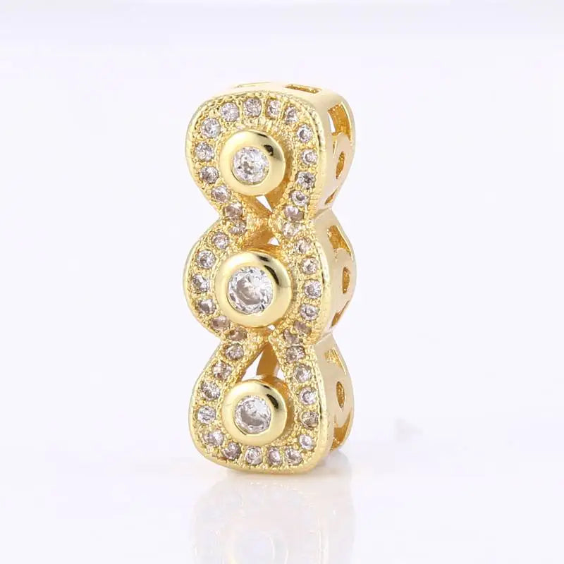 Micro Pave CZ Rhinestone DIY Women Strand Pearls Bracelet Necklace Spacers Bar