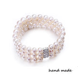 Micro Pave CZ Rhinestone DIY Women Strand Pearls Bracelet Necklace Spacers Bar