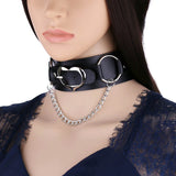 Peach Leather Punk Choker Double Layer Collar Chain Neck Band