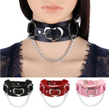 Peach Leather Punk Choker Double Layer Collar Chain Neck Band