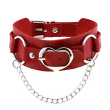 Peach Leather Punk Choker Double Layer Collar Chain Neck Band