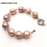 Peach Pink Pearl Bracelet Teardrop Pearls