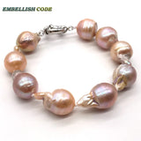 Peach Pink Pearl Bracelet Teardrop Pearls