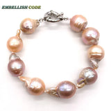 Peach Pink Pearl Bracelet Teardrop Pearls