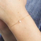 Minimalist Stainless Steel Bracelet with Simulated-pearl Charm