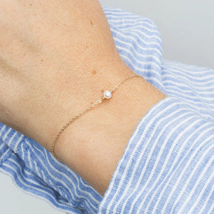 Minimalist Stainless Steel Bracelet with Simulated-pearl Charm