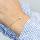Minimalist Stainless Steel Bracelet with Simulated-pearl Charm