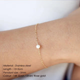 Minimalist Stainless Steel Bracelet with Simulated-pearl Charm