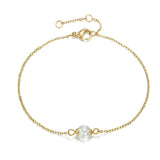 Minimalist Stainless Steel Bracelet with Simulated-pearl Charm