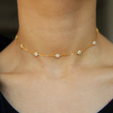 CZ Flower Choker Necklace 925 Sterling Silver Bridal Jewelry