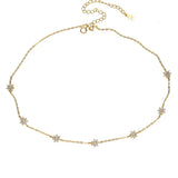 CZ Flower Choker Necklace 925 Sterling Silver Bridal Jewelry
