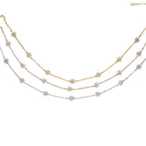 CZ Flower Choker Necklace 925 Sterling Silver Bridal Jewelry