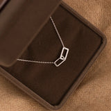925 Silver Rectangle Double Zircon Pendant Necklace