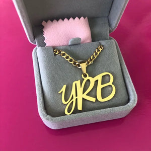 Personalized Name Necklace Big Pendant Stainless Steel Nameplate Jewelry