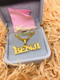 Personalized Name Necklace Big Pendant Stainless Steel Nameplate Jewelry