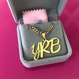 Personalized Name Necklace Big Pendant Stainless Steel Nameplate Jewelry