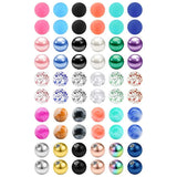 60Pcs Replacement Balls for Piercing Barbell Parts Stainless Steel & Clear Balls