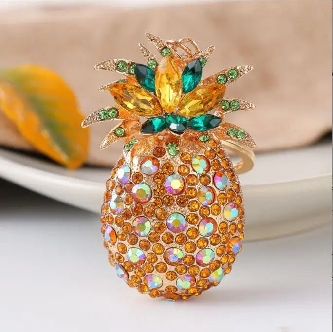 Korea High-End Pineapple Keychain with Cubic Zirconia