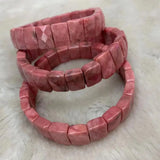 Pink Rhodonite Stone Beads Bracelet Natural Gemstone Bangle DIY Jewelry