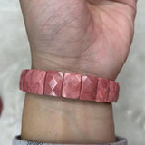 Pink Rhodonite Stone Beads Bracelet Natural Gemstone Bangle DIY Jewelry