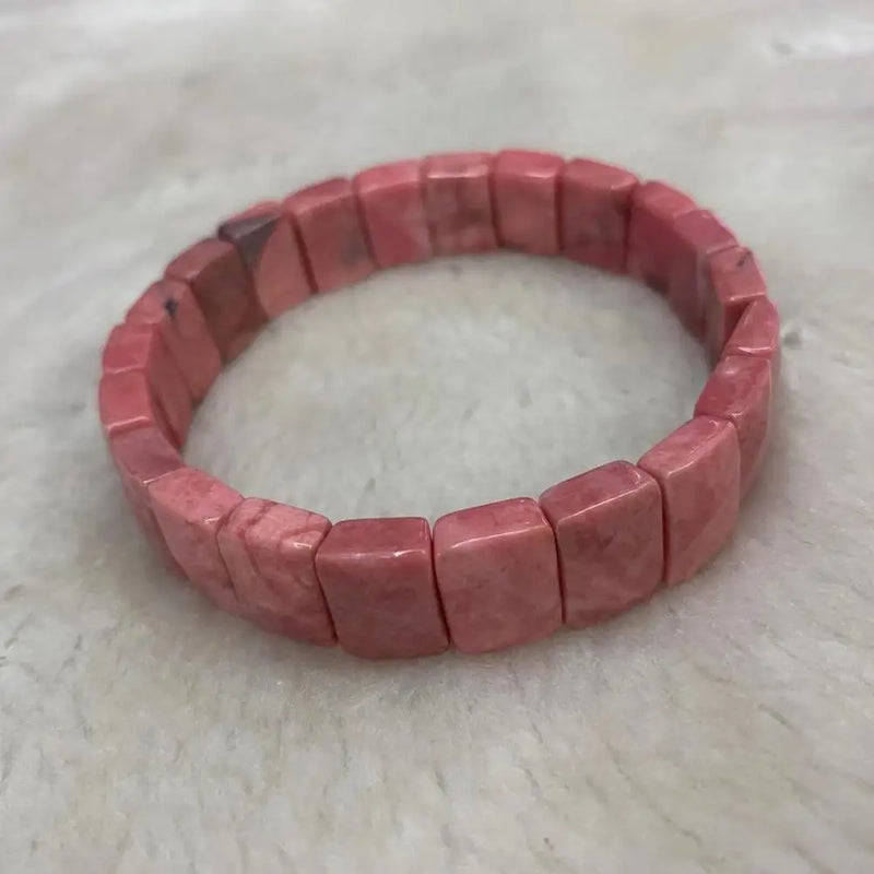 Pink Rhodonite Stone Beads Bracelet Natural Gemstone Bangle DIY Jewelry