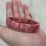 Pink Rhodonite Stone Beads Bracelet Natural Gemstone Bangle DIY Jewelry