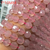 Rose Quartz Coin Faceted Loose Beads 4/6/10mm for Jewelry
