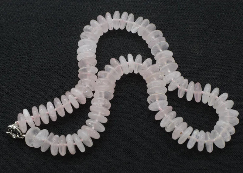 Rose Quartz Roundel Necklace 18" Beads Nature Woman