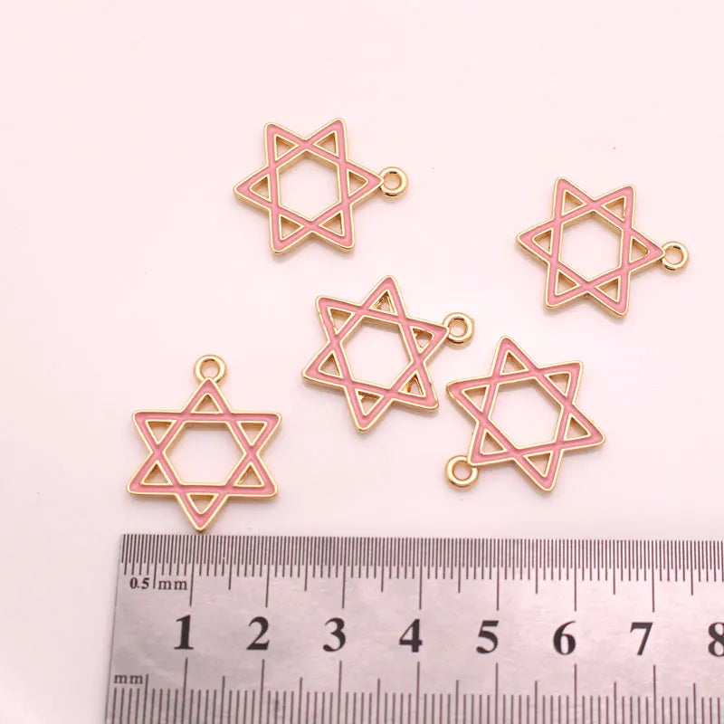 Pink Star of David Charm Hebrew Tehilim Jewish God Bless Shema Blessing Jewelry