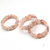 Pink Cherry Agate Square Bracelet 7.5in
