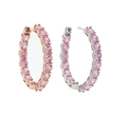 Rose Pink CZ Hoop Earrings for Women Girls
