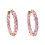 Rose Pink CZ Hoop Earrings for Women Girls