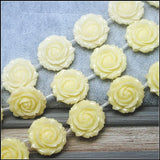 Pink Flower Beads Accessories Double Faces Carving Craft Beads