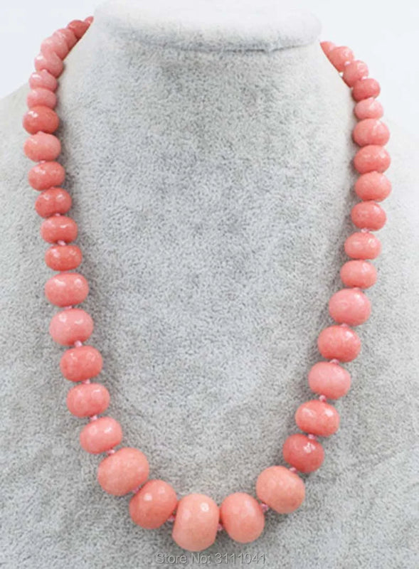 Pink Jade Roundel Faceted 8-20mm Necklace 18inch Beads Nature