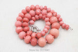 Pink Jade Roundel Faceted 8-20mm Necklace 18inch Beads Nature