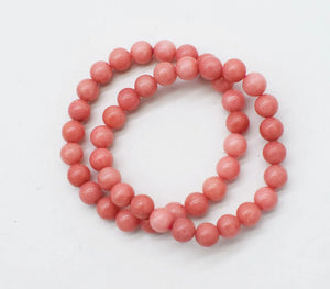 Pink Jade Beads Round 6-12mm Bracelet 7.5 Inch