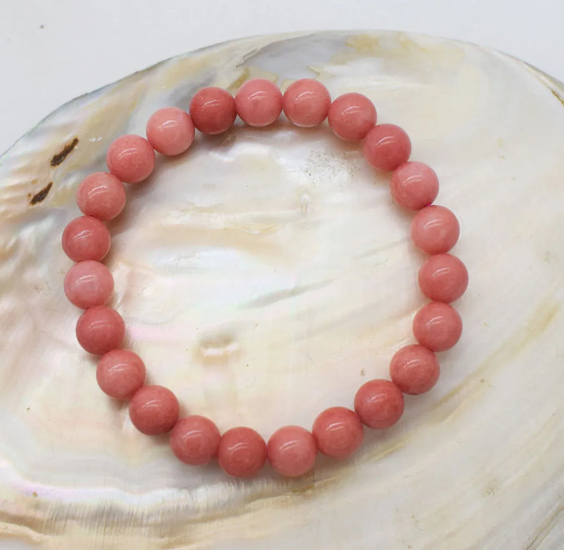 Pink Jade Beads Round 6-12mm Bracelet 7.5 Inch