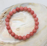 Pink Jade Beads Round 6-12mm Bracelet 7.5 Inch