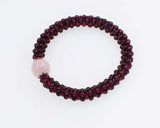 Pink Purple Red Stone Beads Bracelet 7.5in Round Nature