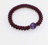 Pink Purple Red Stone Beads Bracelet 7.5in Round Nature