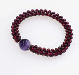 Pink Purple Red Stone Beads Bracelet 7.5in Round Nature