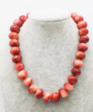 Pink Red Jade Roundel 12x16mm Necklace 17in