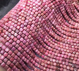 Pink Rhodonite Square Faceted Loose Beads for Jewelry Making