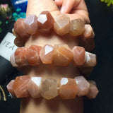 Pink Sunstone Baroque Faceted Bracelet 7.5in Beads