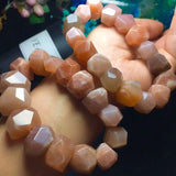 Pink Sunstone Quartz Faceted Baroque Bracelet 7.5in Beads Gemstone