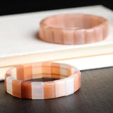 Pink Sunstone Square Bracelet 7.5in Nature Beads for Women