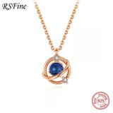Planet Necklace 925 Sterling Silver Glass Crystal Choker for Women
