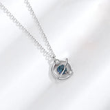 Planet Necklace 925 Sterling Silver Glass Crystal Choker for Women