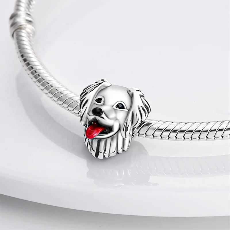 925 Ley Silver Golden Retriever Shape Pendant Charms for Original Bracelet